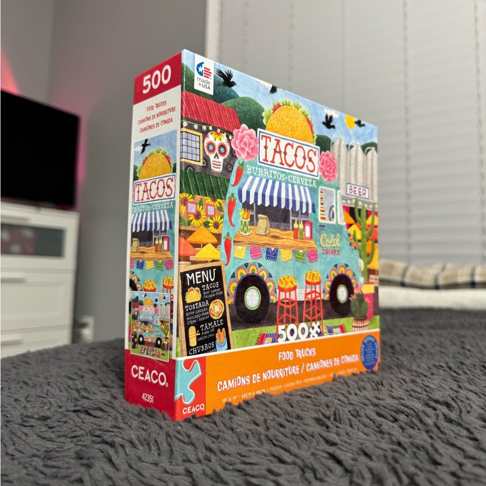 CEACO Taco Truck Cardboard 500-Piece Illustrated Jigsaw Puzzle 19" x 19"